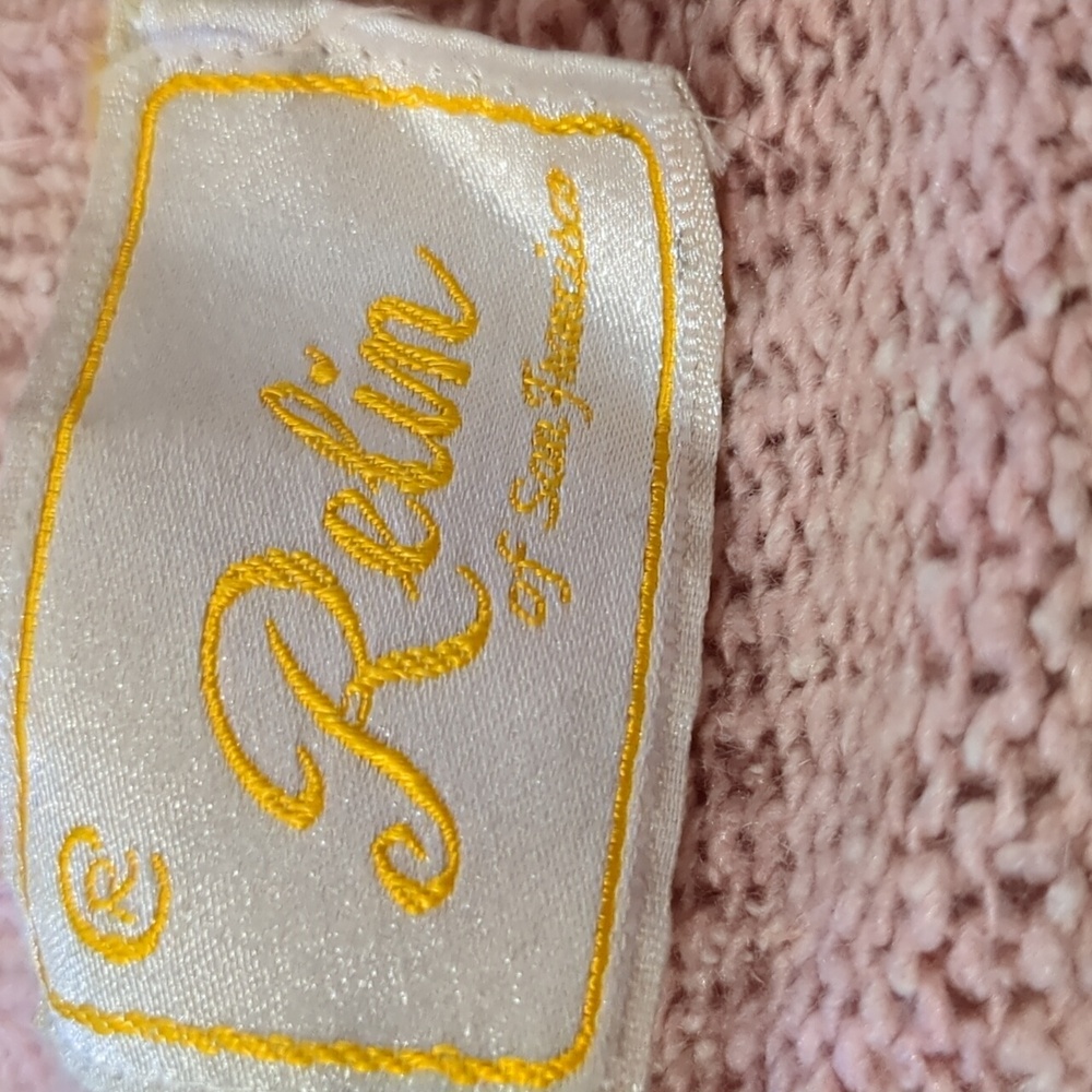 Vintage 80s Relin of San Francisco Pink Silk Sweater Sequin Boat Neck SZ M - Picture 11 of 12